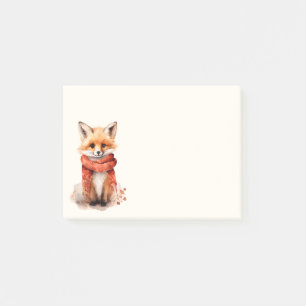 Post-it® Renard mignon en écharpe rouge
