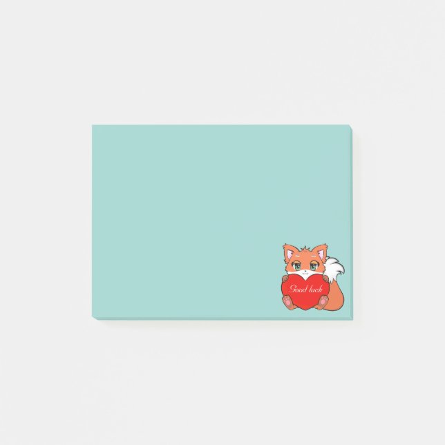 Post-it® Renard Mignon sur Fond Bleu Clair (Devant)