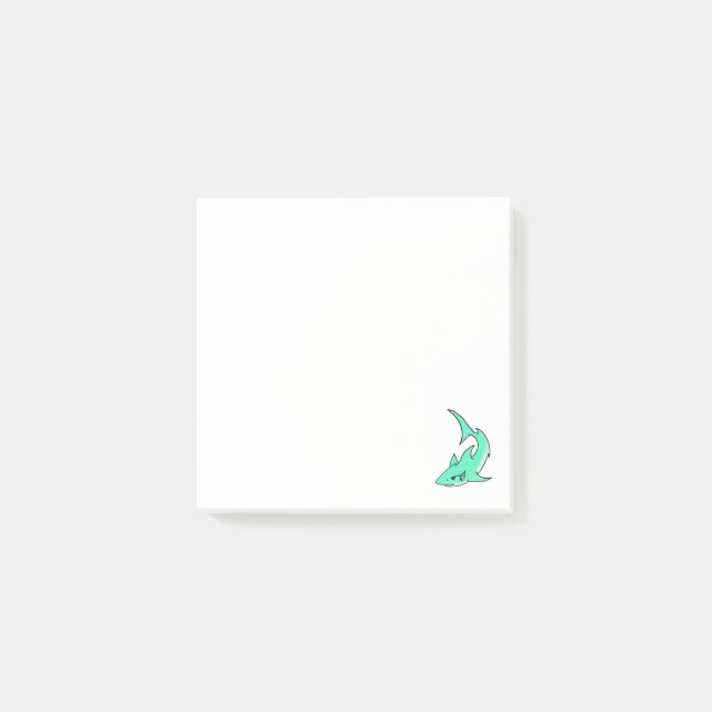 Post-it® requin souriant de dessin animé bleu vert océan an (Devant)
