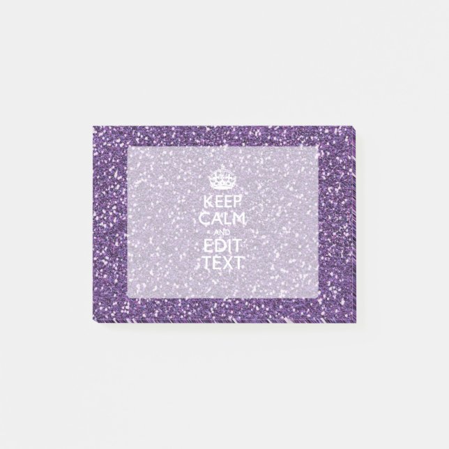 Post-it® Restez calme et ayez votre texte Glamor Mauve (Devant)