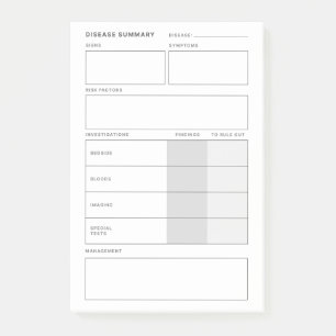 Post-it® Résumé de la maladie Étudiant en soins infirmiers 