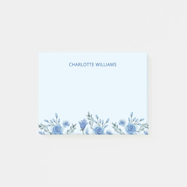 Post-it® Retour à l'école Aquarelle Fleurie Bleue Enseignan (Devant)
