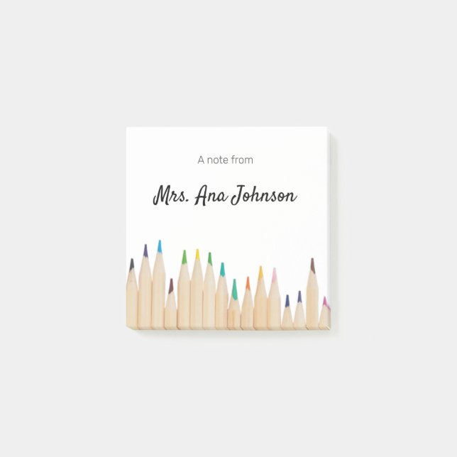 Post-it® Retour à l'école crayons couleur ajouter nom class (Devant)