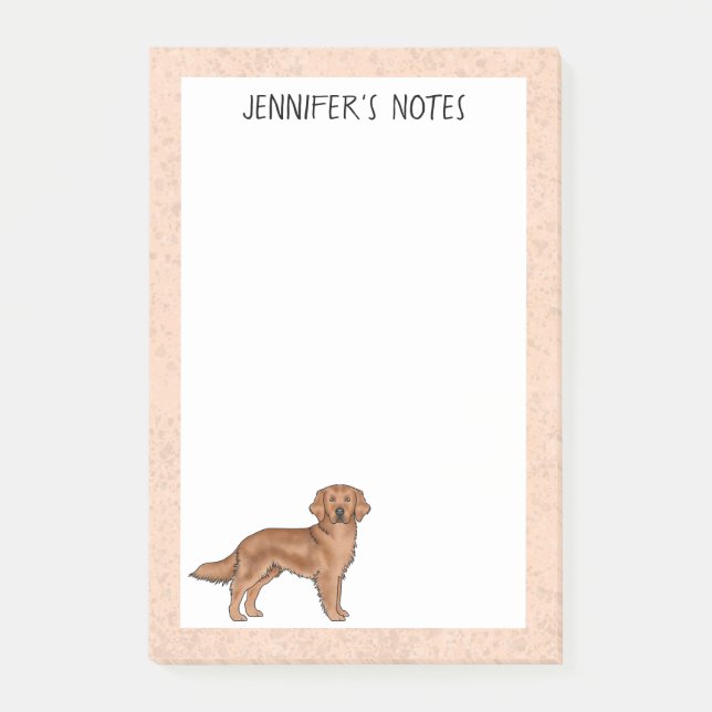 Post-it® Retriever doré rouge dessin animé chien nom person (Devant)