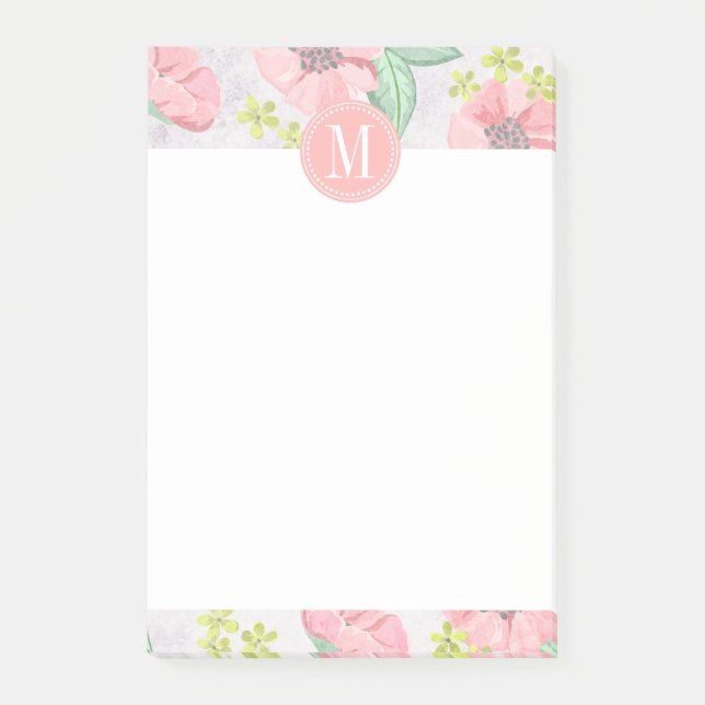 Post-it® Rétro aquarelle rose florale personnalisée (Devant)