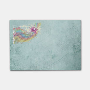 Post-it® Retro Arc en ciel et notes musicales sur une textu