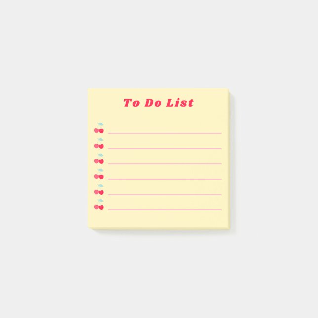 Post-it® Retro Red Cherry Bullet Point To Do List Yellow (Devant)