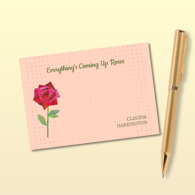 Post-it® Retro Rose Cute Funny Motivational Home Office (These peach-toned notes feature my big bold retro rose and "Everything's Coming Up Roses.")