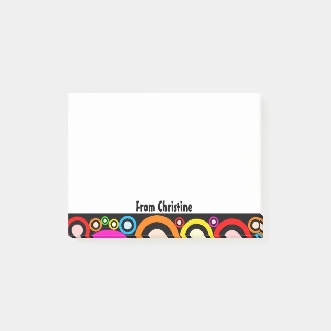 Post-it® Rétros cercles abstraits et nom (Devant)