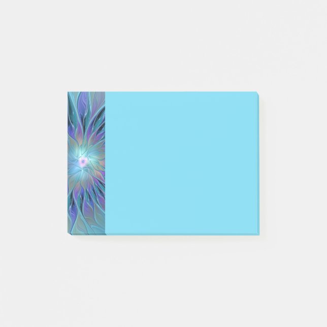 Post-it® Rêve de fleur abstraite fractale violet bleu Art (Devant)