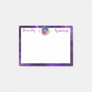 Post-it® Rêver Grande Galaxie violette Monogramme Petite Re