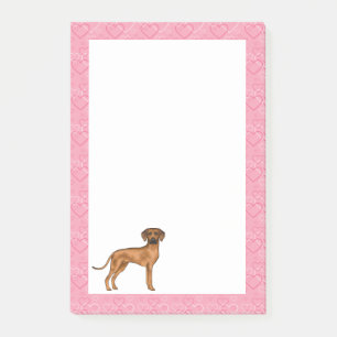 Post-it® Rhodesian Ridgeback Chien Love Coeur Motif rose
