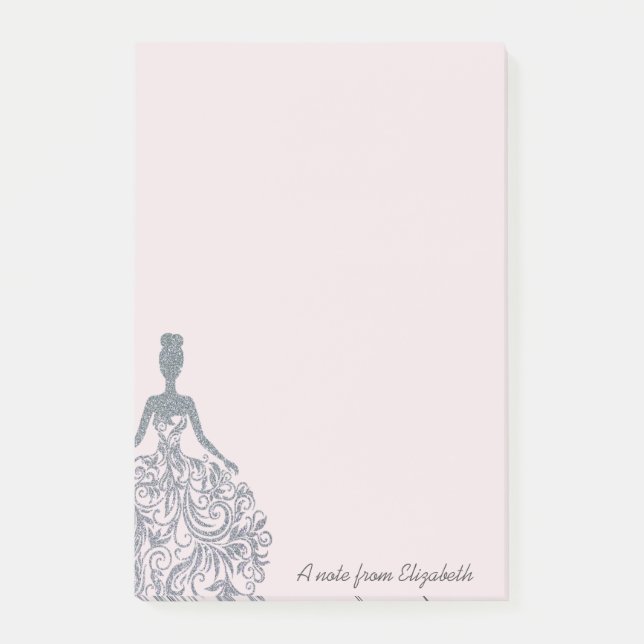 Post-it® Robe Pailletée Argentée pour Fille Branchée - Pers (Devant)