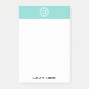 Post-it® Robin Oeuf Wht Grille Grecque Cadre Rnd Initial Mo