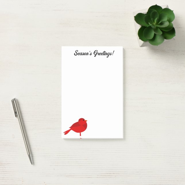 Post-it® Robin Rockin', Cardinal Rouge Mignon Dessin Animé  (Bureau)
