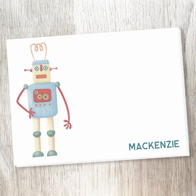 Post-it® Robot rétro amusant Personnalisé (Fun retro robot personalized Post It sticky notes)