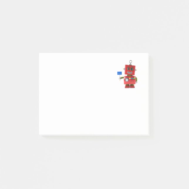 Post-it® Robot rouge de jouet avec bonjour le signe (Devant)