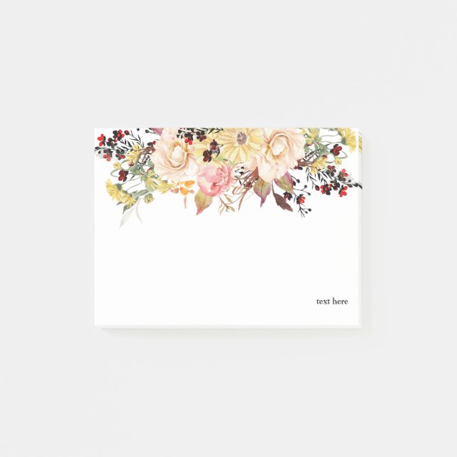 Post-it® Romantique, Aquarelle, Fleur fleurie de printemps (Devant)