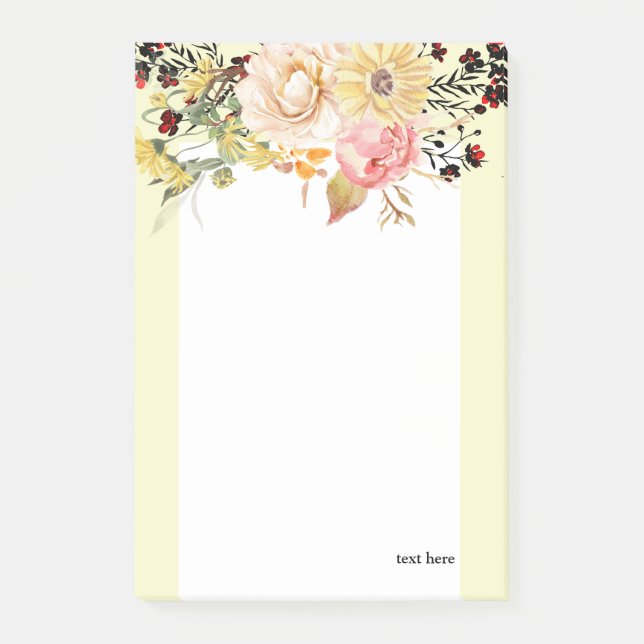 Post-it® Romantique, Aquarelle, Fleur fleurie de printemps (Devant)