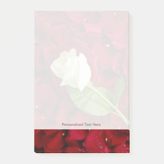 Post-it® Rose blanc sur les pétales rouges (Devant)