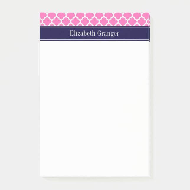 Post-it® Rose Chaud2 Blanc Marocain #5 Bleu Marine Monogram (Devant)
