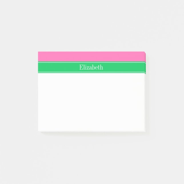 Post-it® Rose chaud solide #2 Emerald Green Rbn Nom Monogra (Devant)