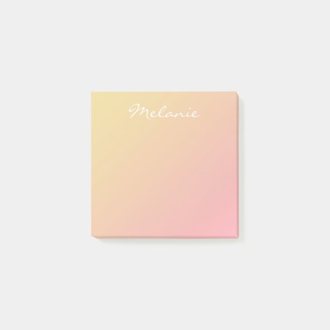 Post-it® Rose Corail Doré Ombré Moderne Script (Devant)