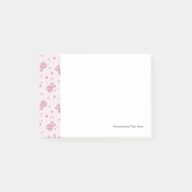 Post-it® Rose d'arrière - plan de nounours (Devant)