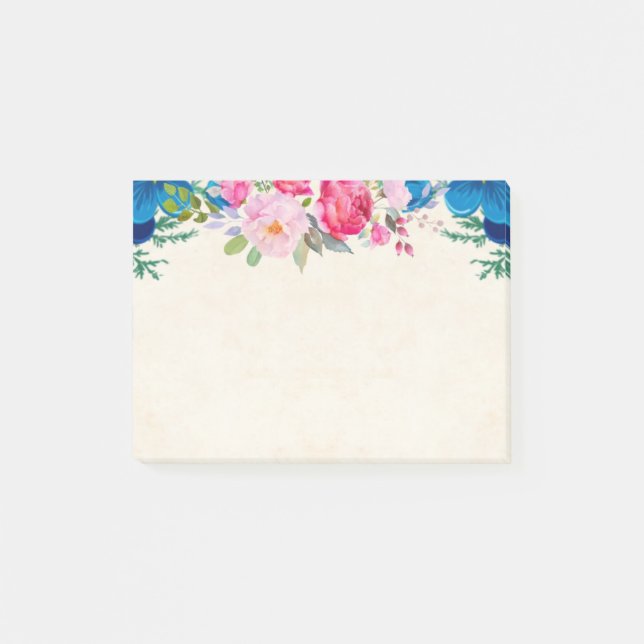 Post-it® Rose et Bleu Jolies Fleurs (Devant)