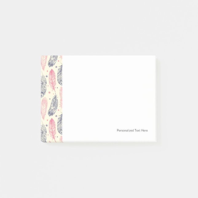 Post-it® Rose et motif ethnique pourpre de plume (Devant)