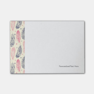 Post-it® Rose et motif ethnique pourpre de plume