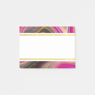 Post-it® Rose et noir abstrait avec tourbillons dorés