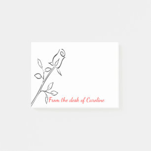 Post-it® Rose Fleur Noir & Blanc - Amour