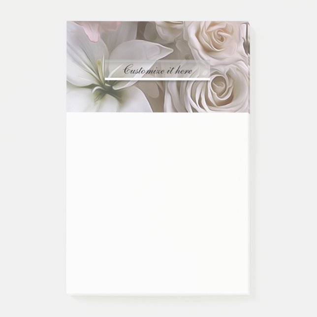 Post-it® Rose Fleurale Rustique Shabby Chic Fleurs Personna (Devant)
