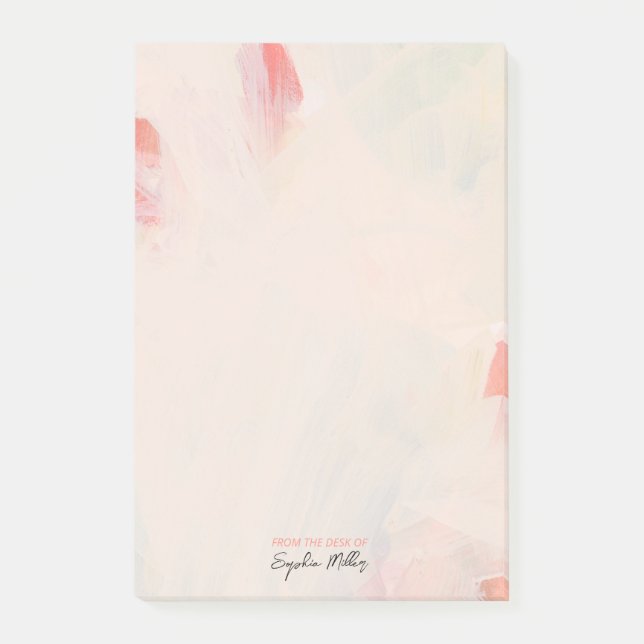 Post-it® Rose Floral Abstrait Art Nom Personnalisé (Devant)
