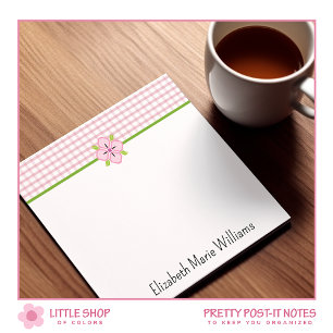 Post-it® Rose Floral En vichy Motif Personnalisé