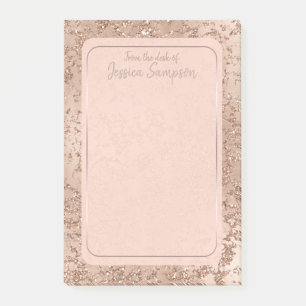 Post-it® Rose Gold Blush Pink Glam Sparkle Crackle Chic