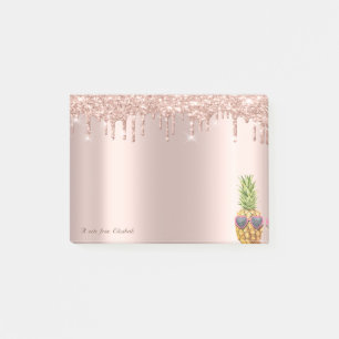 Post-it® Rose Gold Élégant Paillettes de Gouttes de Ananas 