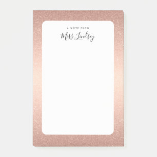 Post-it® Rose Gold Faux Parties scintillant Monogramme Ense