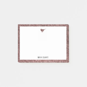 Post-it® Rose Gold Faux Parties scintillant Oiseau et bordu