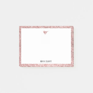 Post-it® Rose Gold Faux Parties scintillant Oiseau et bordu
