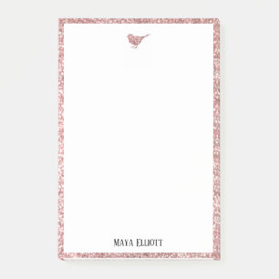 Post-it® Rose Gold Faux Parties scintillant Oiseau et front
