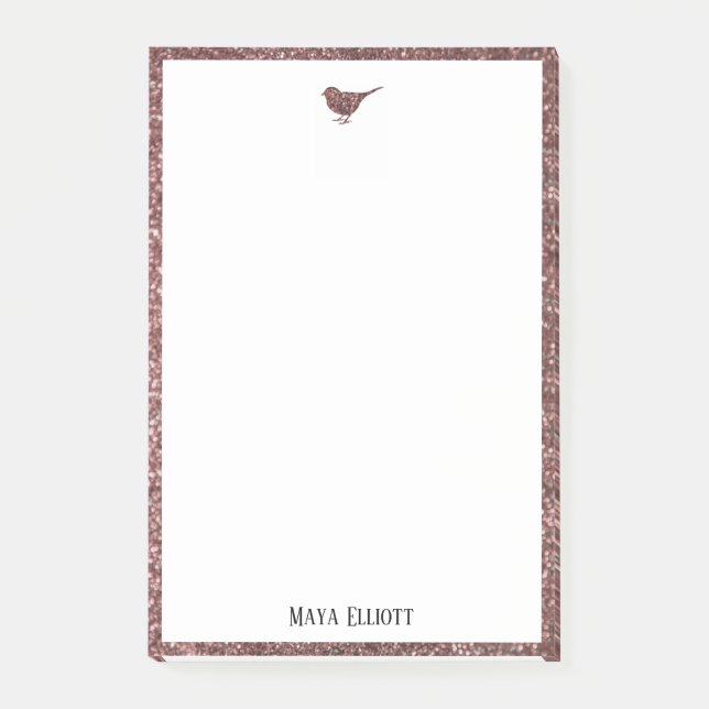 Post-it® Rose Gold Faux Parties scintillant Oiseau et front (Devant)