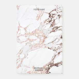 Post-it® Rose Gold Marble Blanc Gris Cuivre Lux Nom Adresse