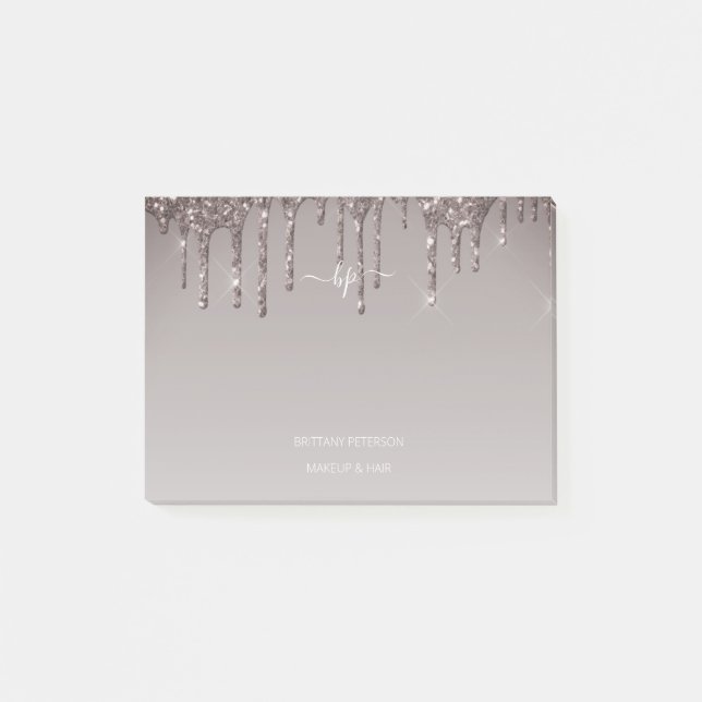 Post-it® Rose Gold Parties scintillant Business Staff Monog (Devant)