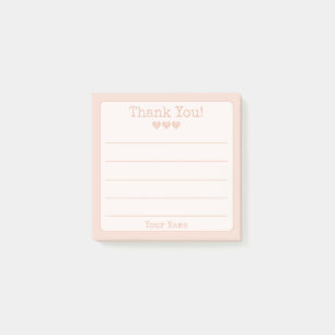 Post-it® Rose Gold Votre Nom Et Coeurs Merci