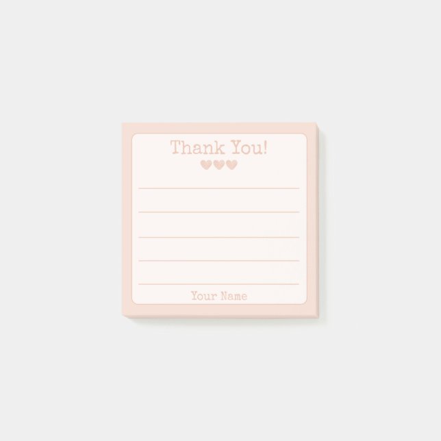 Post-it® Rose Gold Votre Nom Et Coeurs Merci (Devant)