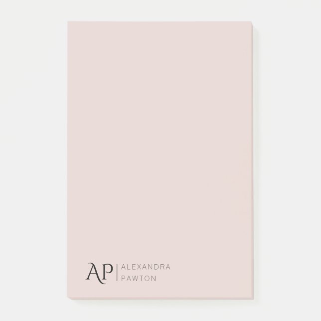 Post-it® Rose léger Personnalisé Monogramme personnel (Devant)