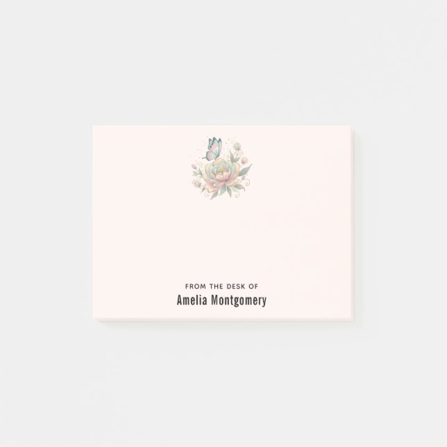 Post-it® Rose Magique et Papillon Couleurs Pastel (Devant)