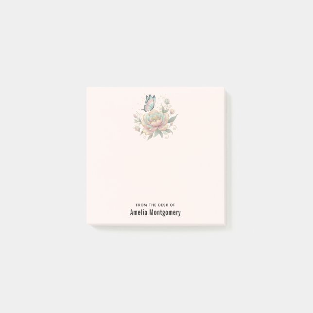 Post-it® Rose Magique et Papillon Couleurs Pastel (Devant)